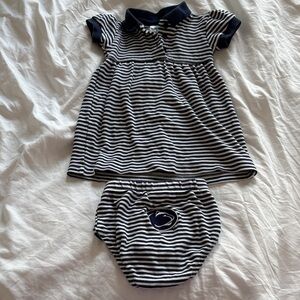 Penn State Infant Navy & White Striped Dress with Bloomers